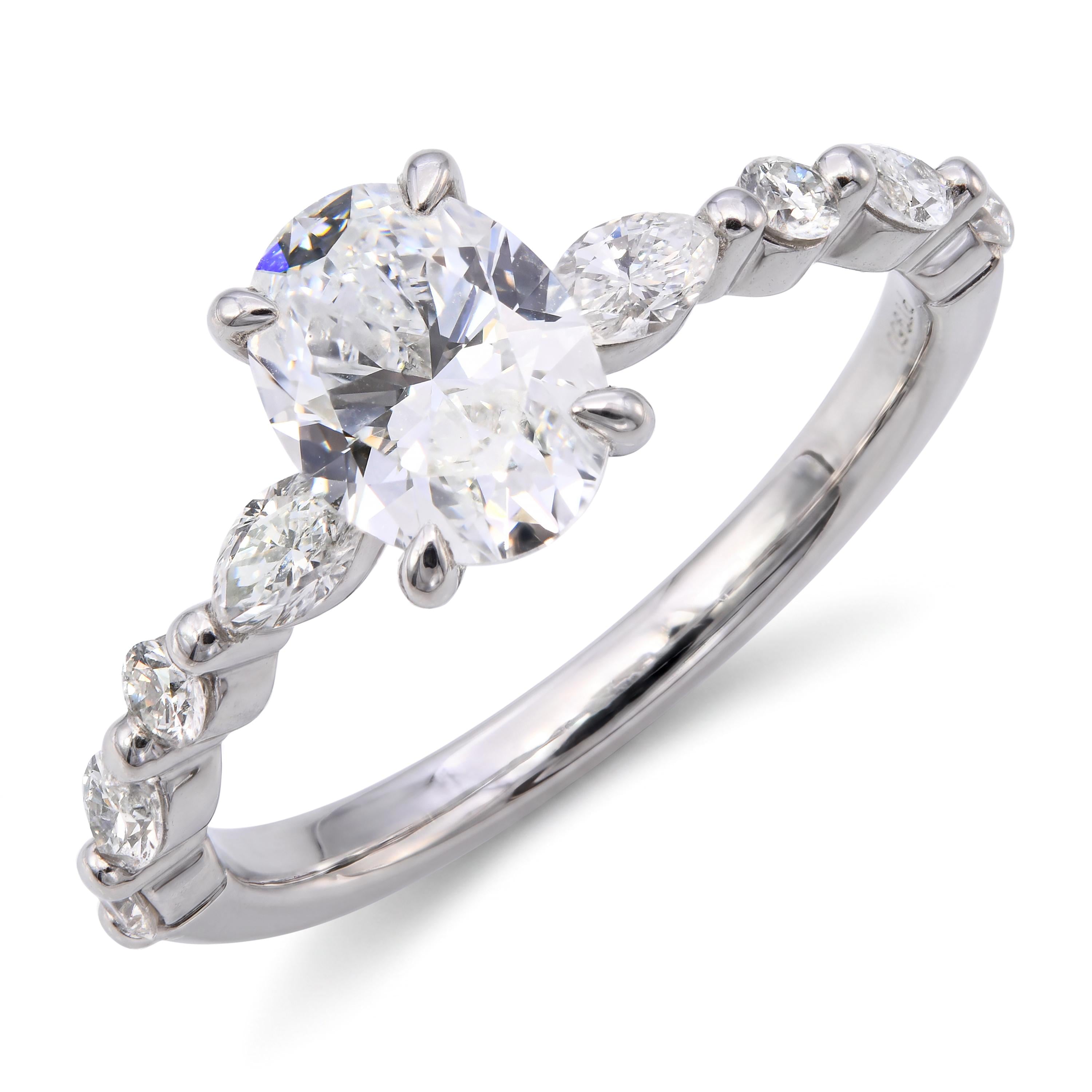 Platinum GIA .90ct D VVS2 Oval Diamond Engagement Ring