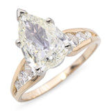 14k Yellow Gold 2.22tcw Pear and Round Shape Diamond Engagement Ring