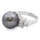 Platinum Tahitian Pearl and 1.01tcw Diamond Ring