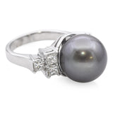 Platinum Tahitian Pearl and 1.01tcw Diamond Ring