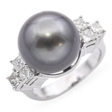 Platinum Tahitian Pearl and 1.01tcw Diamond Ring