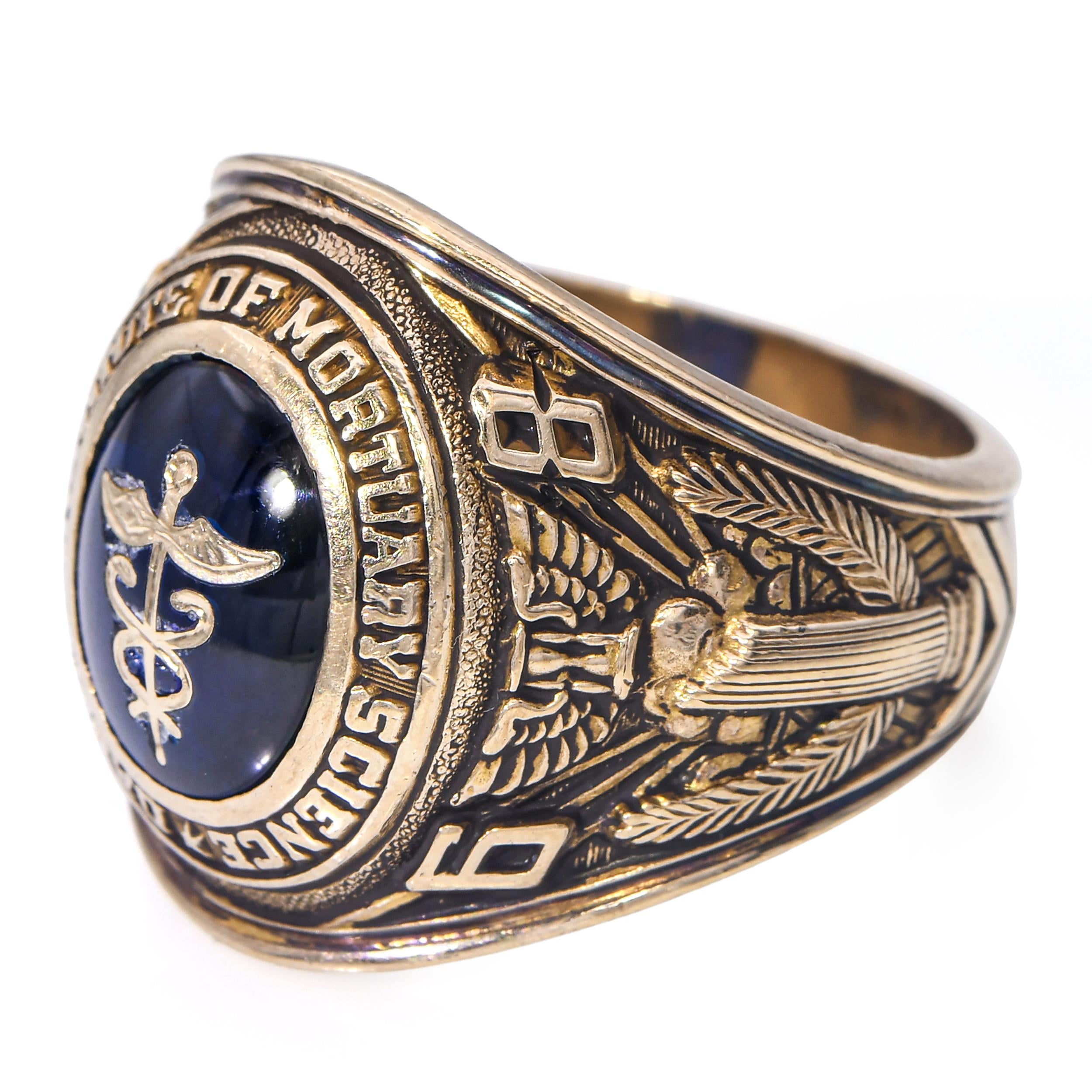 Vintage 10k Yellow Gold Balfour Dallas Institute of Mortuary Class of 1968 Ring