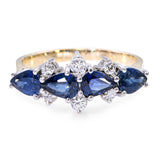 Vintage 14k Two Tone Gold Sapphire and Diamond Cluster Ring