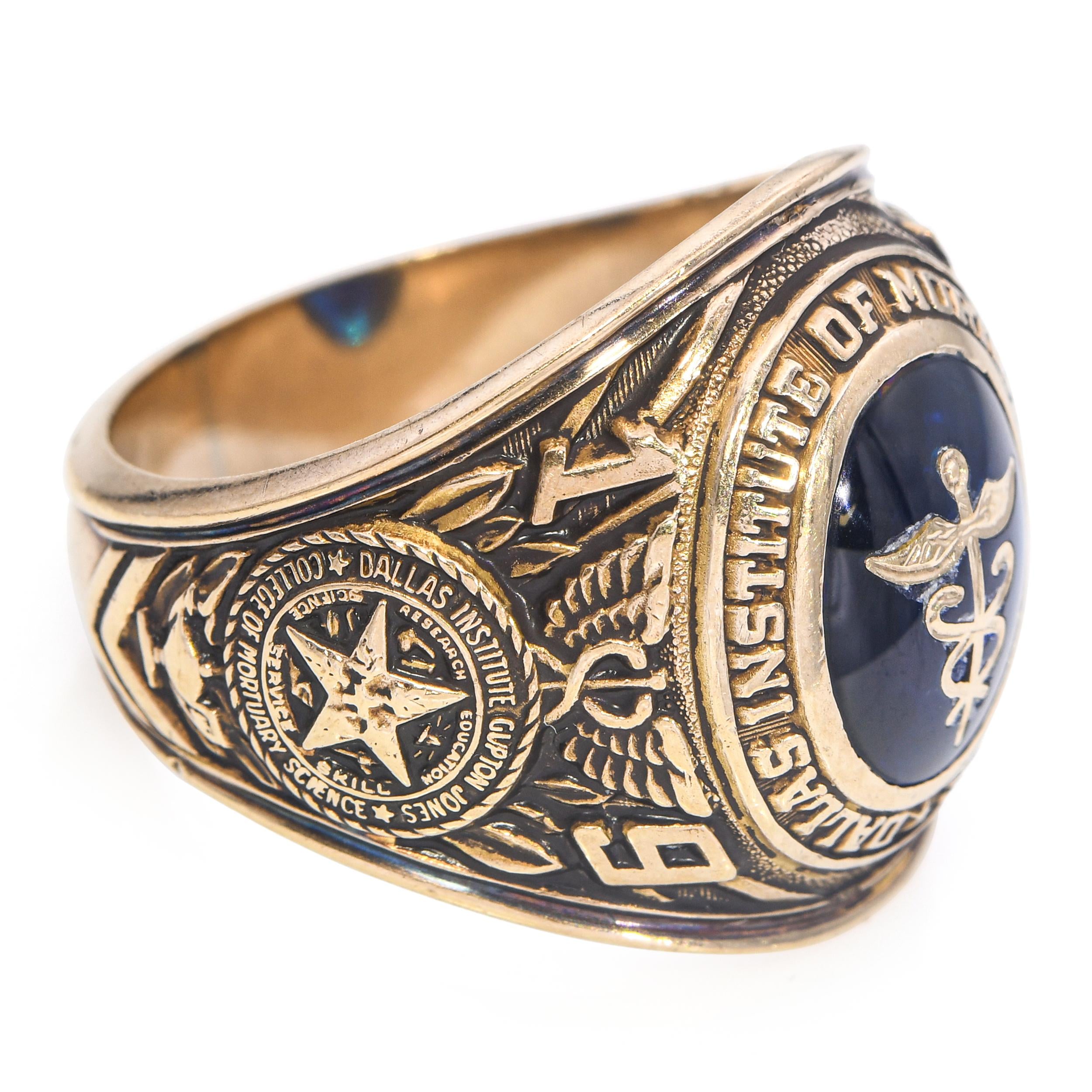 Vintage 10k Yellow Gold Balfour Dallas Institute of Mortuary Class of 1968 Ring