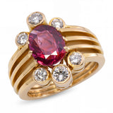18k Yellow Gold GIA No Heat 2.16ct Ruby and Diamond Ring
