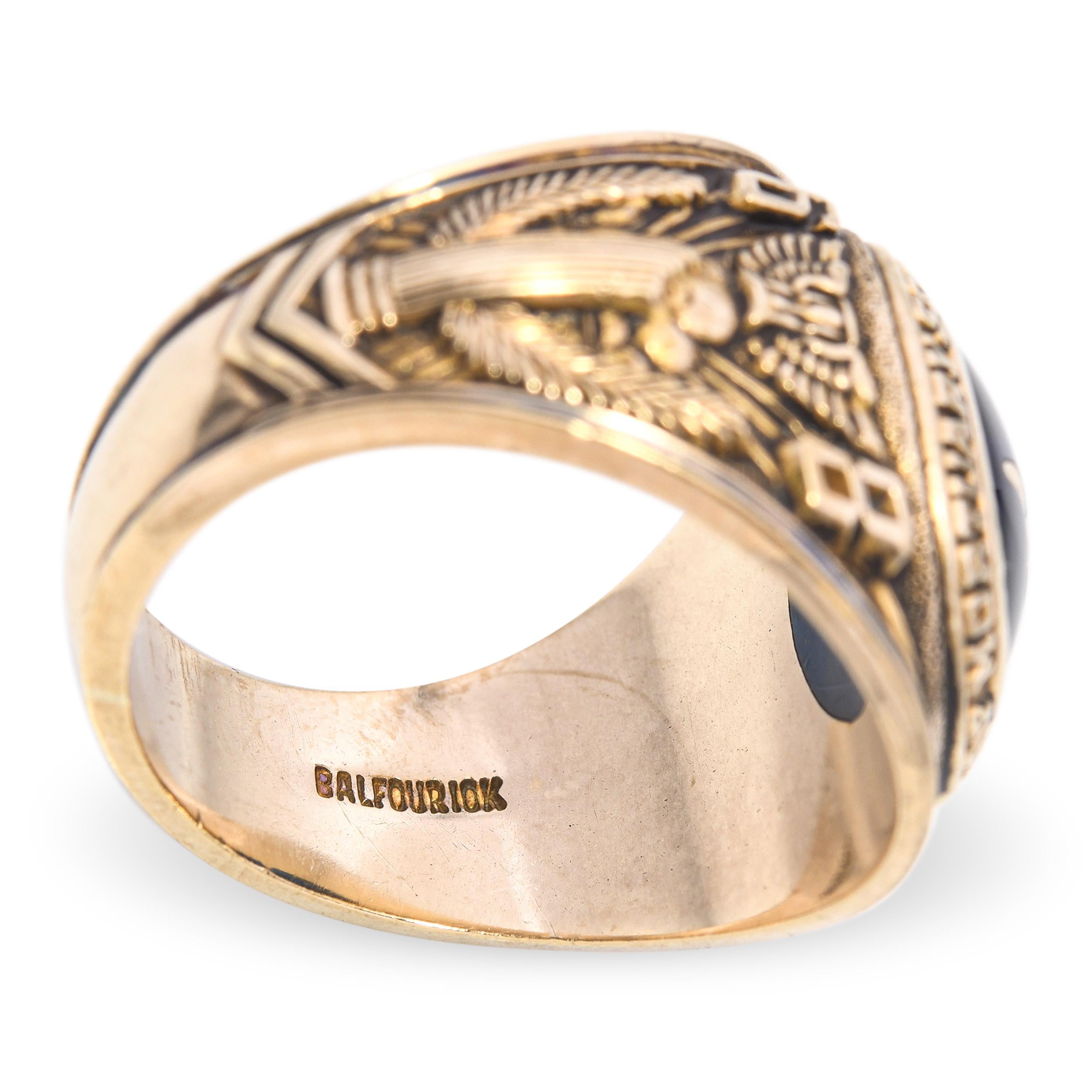 Vintage 10k Yellow Gold Balfour Dallas Institute of Mortuary Class of 1968 Ring