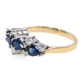 Vintage 14k Two Tone Gold Sapphire and Diamond Cluster Ring