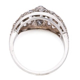 Antique Silver Old European and Rose Cut Diamond Filigree Ring