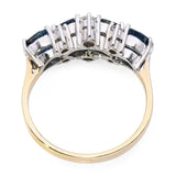 Vintage 14k Two Tone Gold Sapphire and Diamond Cluster Ring