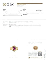 18k Yellow Gold GIA No Heat 2.16ct Ruby and Diamond Ring