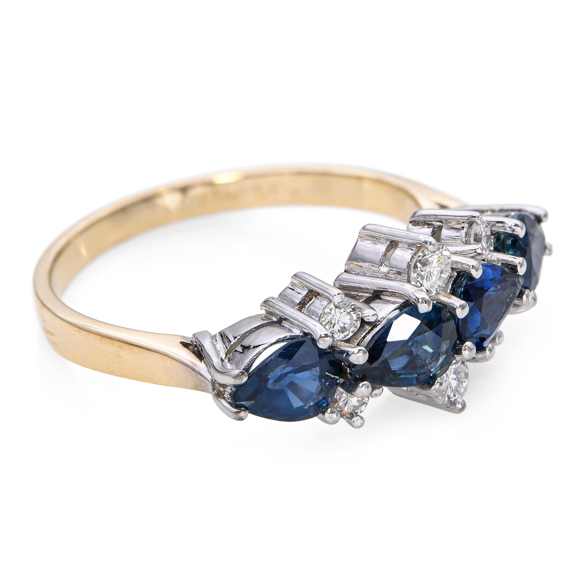 Vintage 14k Two Tone Gold Sapphire and Diamond Cluster Ring