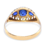 Victorian 18k Yellow Gold Sapphire and Seed Pearl Ring