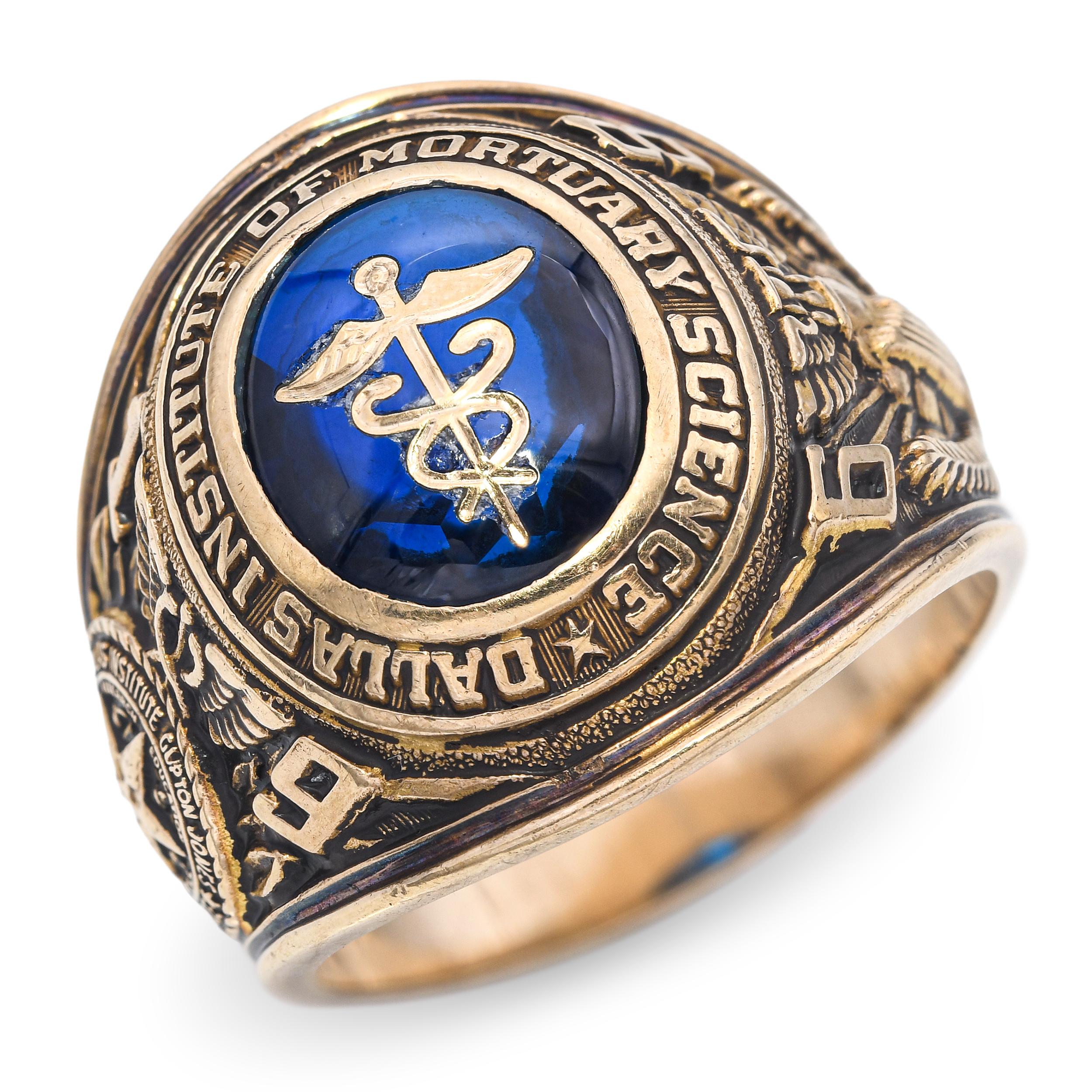 Vintage 10k Yellow Gold Balfour Dallas Institute of Mortuary Class of 1968 Ring
