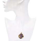 Vintage 18k Yellow Gold Multi Gemstone Fish Brooch Pendant