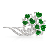 GIA White Gold Imperial Green Type A Jadeite Heart and 2.21tcw Diamond Brooch