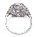 Art Deco Platinum Topped 14k White Gold Diamond Dinner Ring