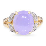 Vintage 10k Yellow Gold 3.02ct Lavender Jadeite Jade and Diamond Ring
