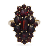 Vintage German 10k Yellow Gold Bohemian Garnet Navette Ring