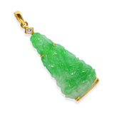 Vintage 18k Yellow Gold Kwan Yin Jadeite Carving With Diamond Accent Pendant