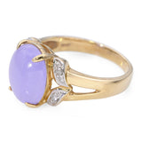 Vintage 10k Yellow Gold 3.02ct Lavender Jadeite Jade and Diamond Ring