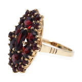 Vintage German 10k Yellow Gold Bohemian Garnet Navette Ring