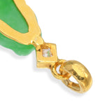 Vintage 18k Yellow Gold Kwan Yin Jadeite Carving With Diamond Accent Pendant