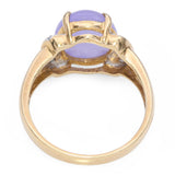 Vintage 10k Yellow Gold 3.02ct Lavender Jadeite Jade and Diamond Ring