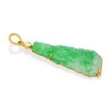 Vintage 18k Yellow Gold Kwan Yin Jadeite Carving With Diamond Accent Pendant