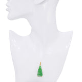 Vintage 18k Yellow Gold Kwan Yin Jadeite Carving With Diamond Accent Pendant
