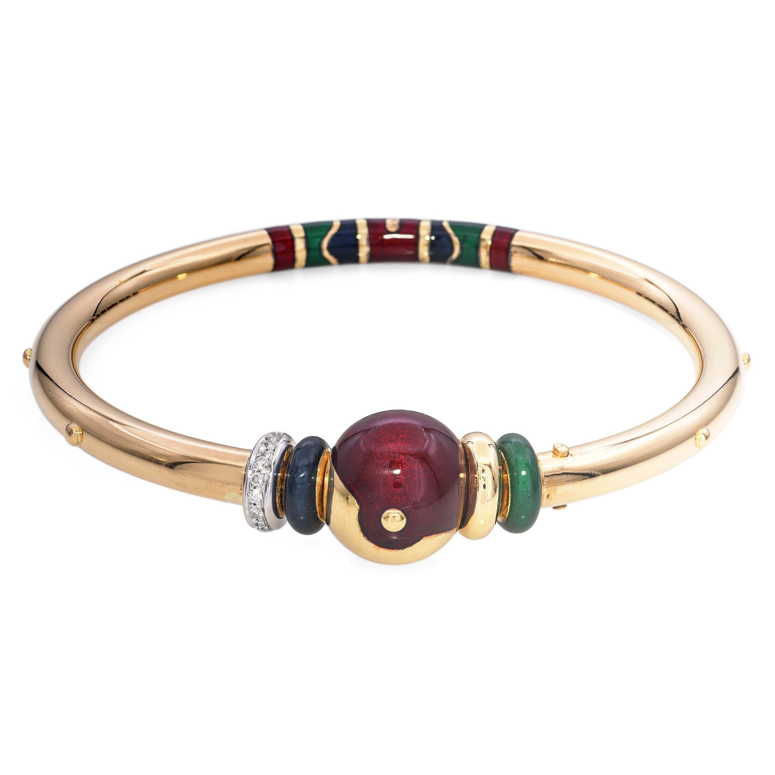 Le Nouvelle Bague 18k Yellow Gold Enamel and Diamond Bangle Bracelet