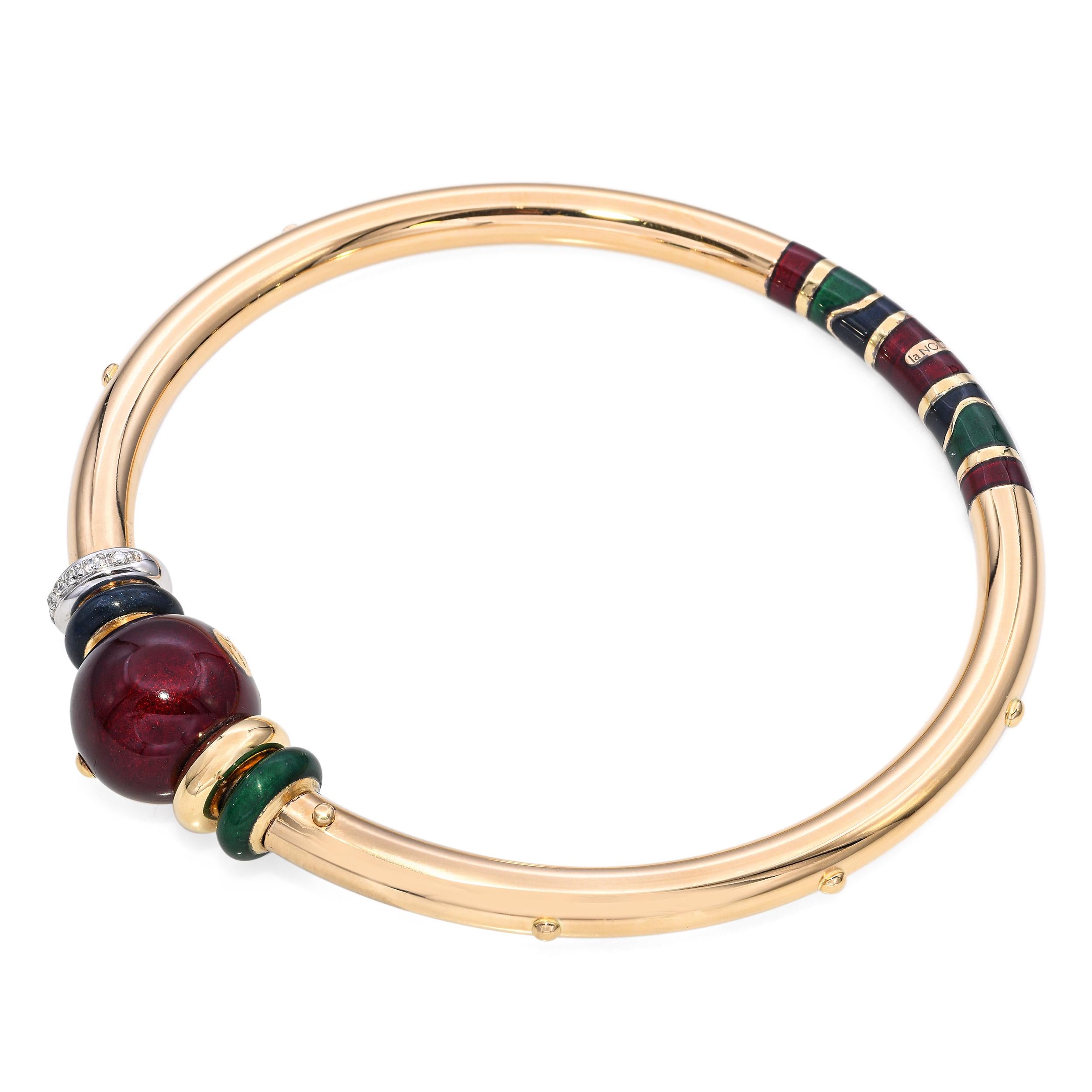 Le Nouvelle Bague 18k Yellow Gold Enamel and Diamond Bangle Bracelet