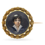 Vintage Yellow Gold Miniature Portrait Boy Brooch
