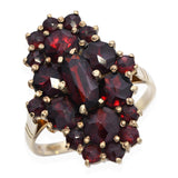 Vintage German 10k Yellow Gold Bohemian Garnet Navette Ring