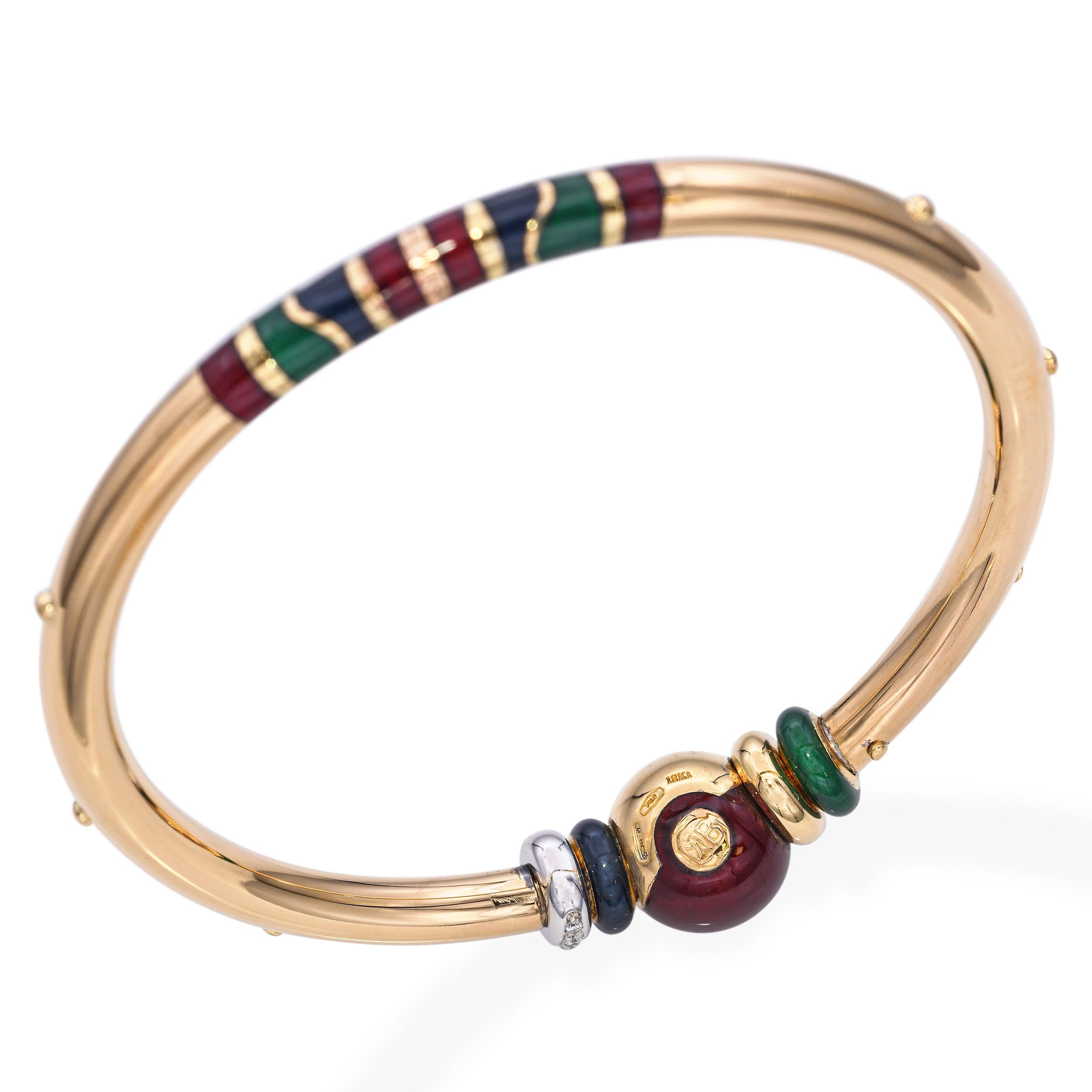 Le Nouvelle Bague 18k Yellow Gold Enamel and Diamond Bangle Bracelet