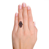 Vintage German 10k Yellow Gold Bohemian Garnet Navette Ring