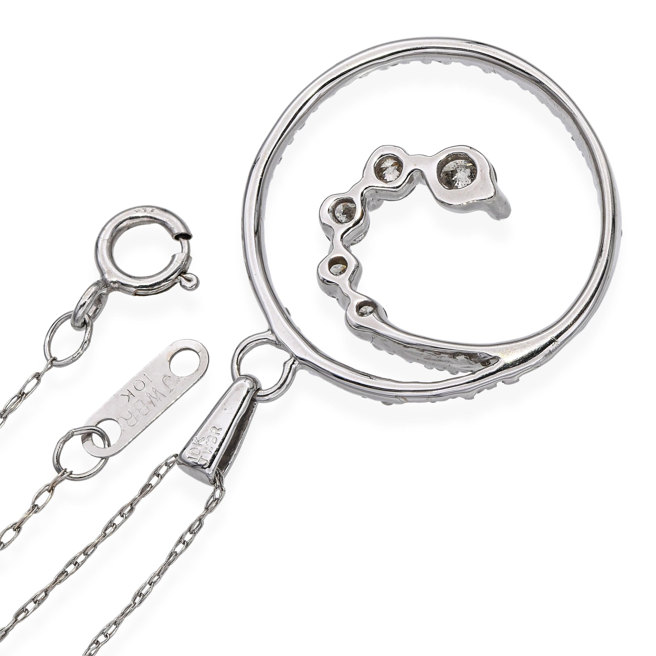 10k White Gold 0.56tcw Diamond Spiral Pendant Necklace