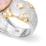 Vintage 18k White Gold Pink South Sea Pearl & Diamond Ring