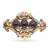 Antique Victorian 10k Yellow Gold Bohemian Garnet Cabochon Brooch