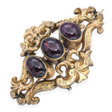 Antique Victorian 10k Yellow Gold Bohemian Garnet Cabochon Brooch
