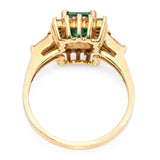 Vintage 14k Yellow Gold 1.12ct Emerald and Diamond Halo Ring