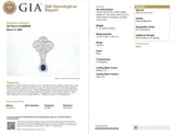 GIA Vintage White Gold 2.48ct Unheated Sapphire 2.01tcw Diamond Pendant Brooch