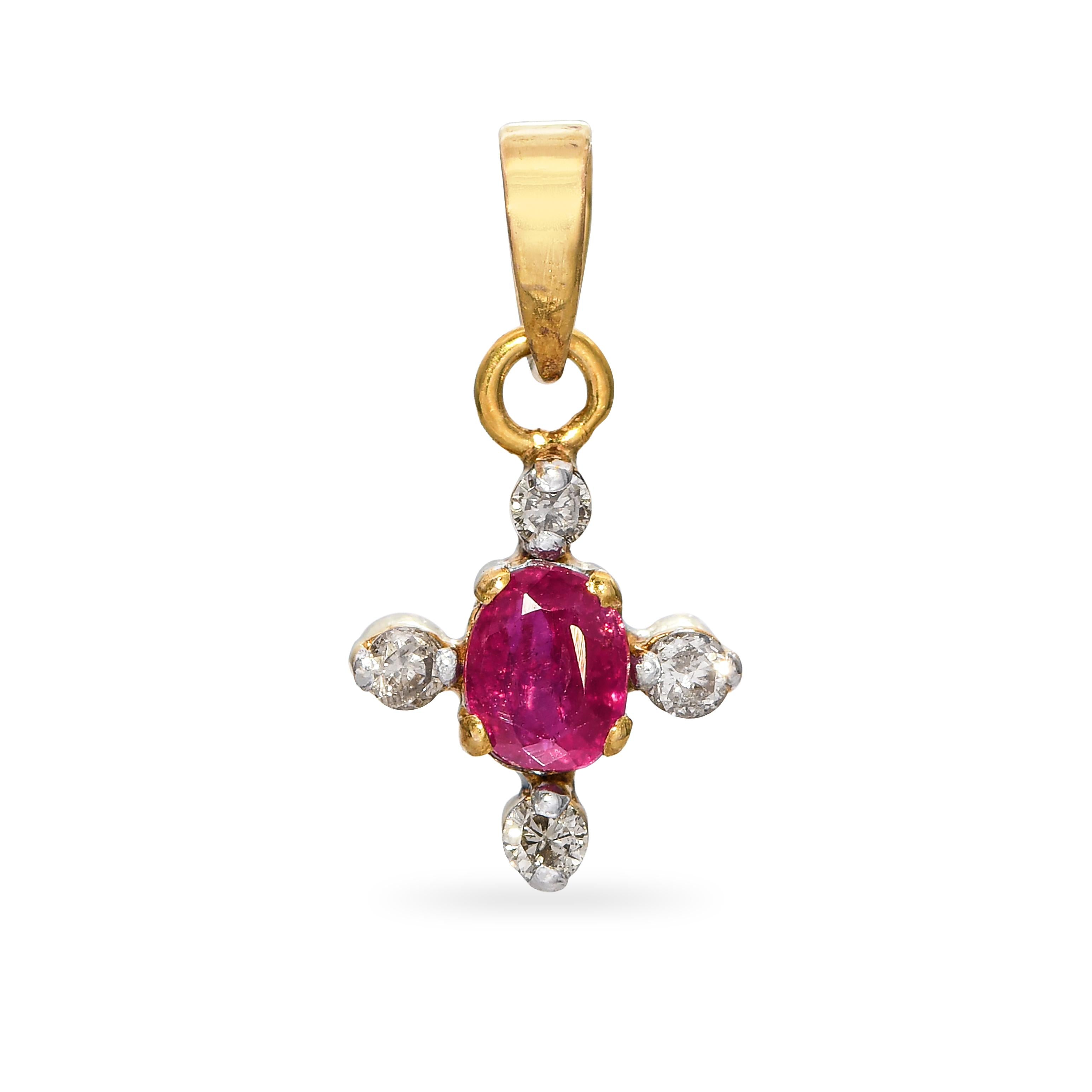 Vintage 18k Yellow Gold Ruby and Diamond Pendant – Blue Ribbon Rarities