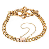 Antique Victorian 14k Yellow Gold Ruby and Pearl Link Bracelet