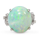 Vintage Precious Metal Alloy High Dome 7.85ct Australian Opal and Diamond Ring