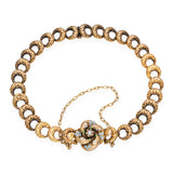 Antique Victorian 20k Yellow Gold Enamel Link Bracelet
