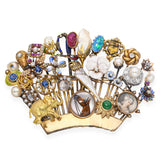 Exceptional Antique Yellow Gold Multi Gemstone Stick Pin Collection Brooch