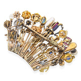 Exceptional Antique Yellow Gold Multi Gemstone Stick Pin Collection Brooch