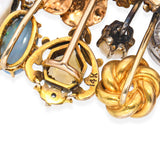 Exceptional Antique Yellow Gold Multi Gemstone Stick Pin Collection Brooch