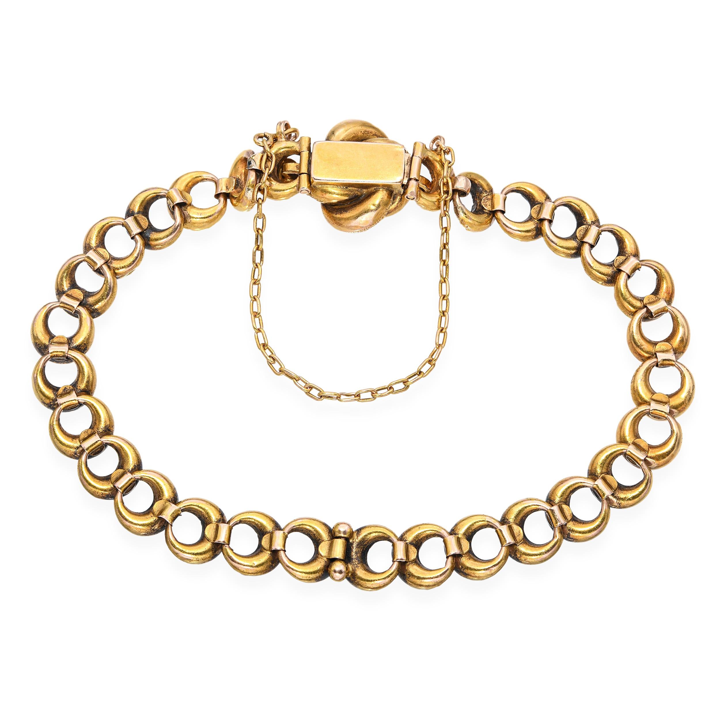 Antique Victorian 20k Yellow Gold Enamel Link Bracelet