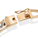 Art Nouveau Platinum-Topped 13k Gold Pearl and Diamond Floral Bangle Bracelet